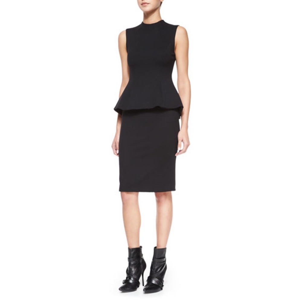 Alice + Olivia Structured Mock-Neck Peplum Dress ‘Employed’ Office Sheath Size M